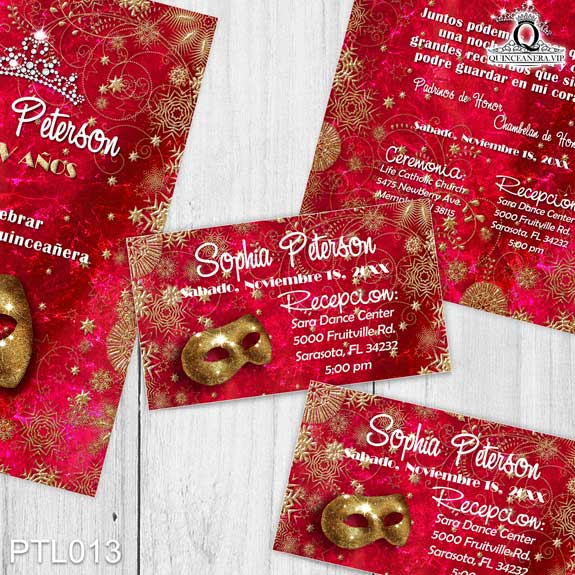 Invitaciones de Quinceañera de Antifaz Copos de Nieve PTL013 - PTL013