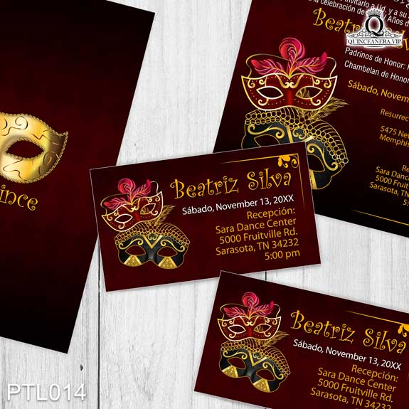 Invitaciones de Quinceañera de Mascaras Antifaz PTL014 - PTL014