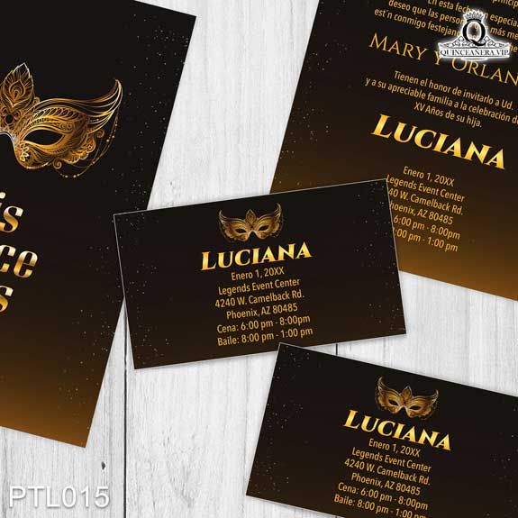Invitaciones de Quinceañera de Máscaras Antifaz PTL015 - PTL015