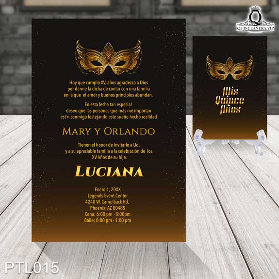 Invitaciones de Quinceañera de Máscaras Antifaz PTL015 - PTL015