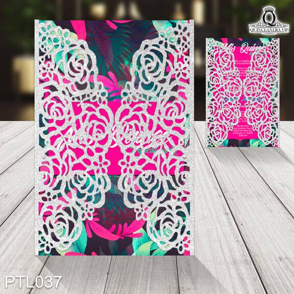 Invitaciones de Quinceañera Tropical y Hojas de Palma PTL037 - PTL037