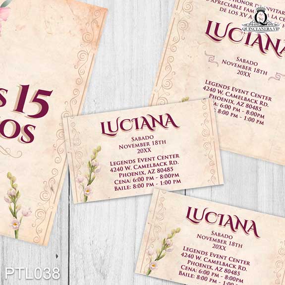 Invitaciones de Quinceañera de Vintage Papel viejo PTL038 - PTL038