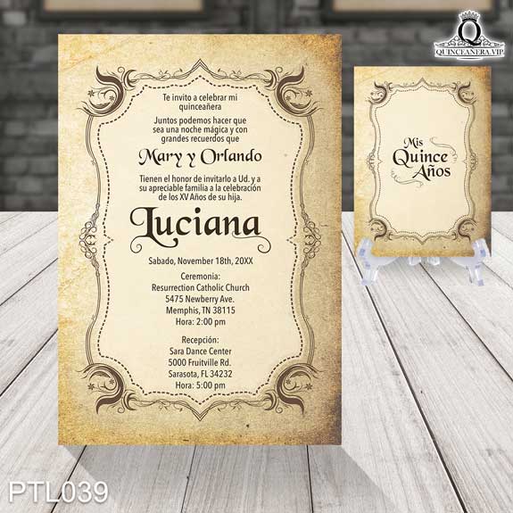 Invitaciones de Quinceañera de Vintage Ornamentos PTL039 - PTL039