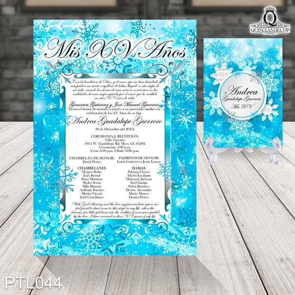 Invitaciones de Quinceañera de Invierno Copos de nieve  PTL044 - PTL044