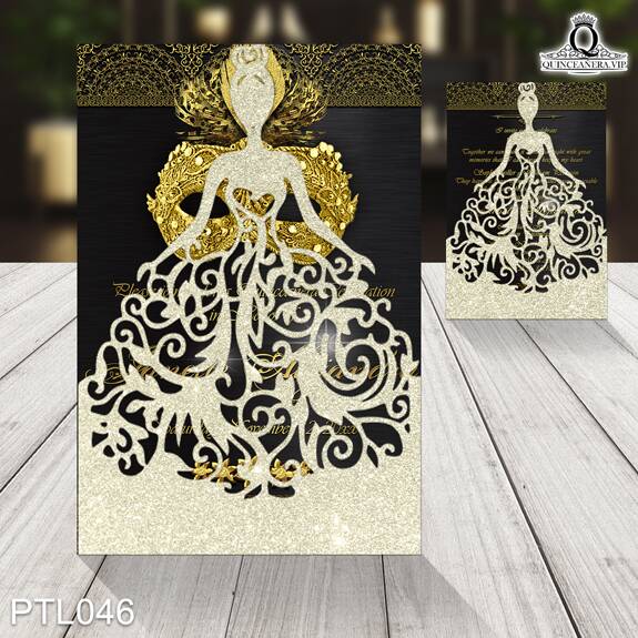 Invitaciones de Quinceañera de Antifaz Plumas PTL046 - PTL046