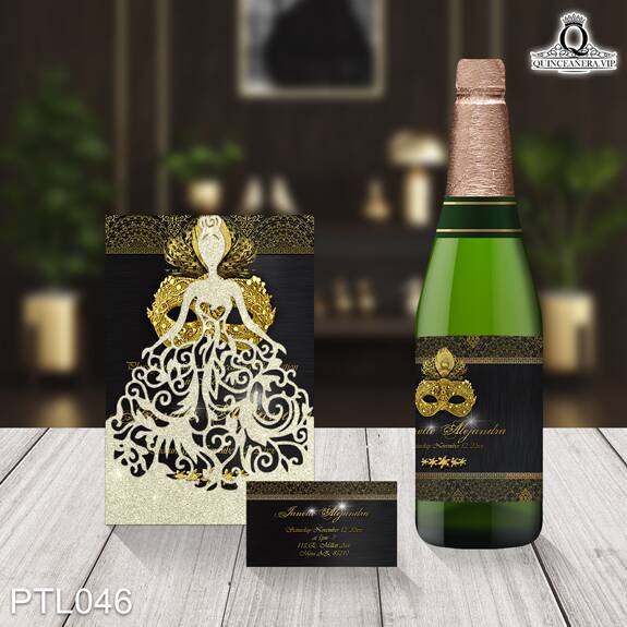 Invitaciones de Quinceañera de Antifaz Plumas PTL046 - PTL046