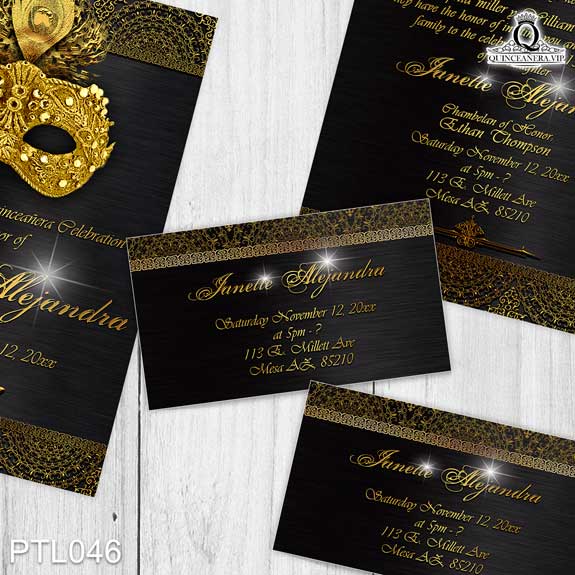 Invitaciones de Quinceañera de Antifaz Plumas PTL046 - PTL046