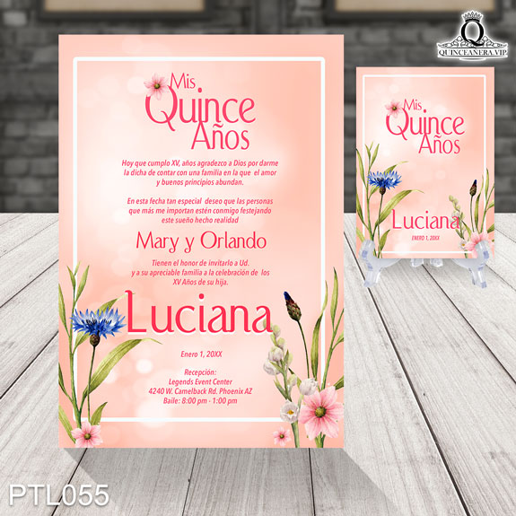 Invitaciones de Quinceañera de Primavera Jazmin PTL055 - PTL055