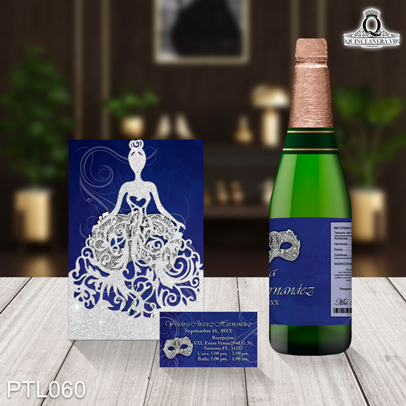 Invitaciones de Quinceañera de Antifaz Garigoles PTL060 - PTL060