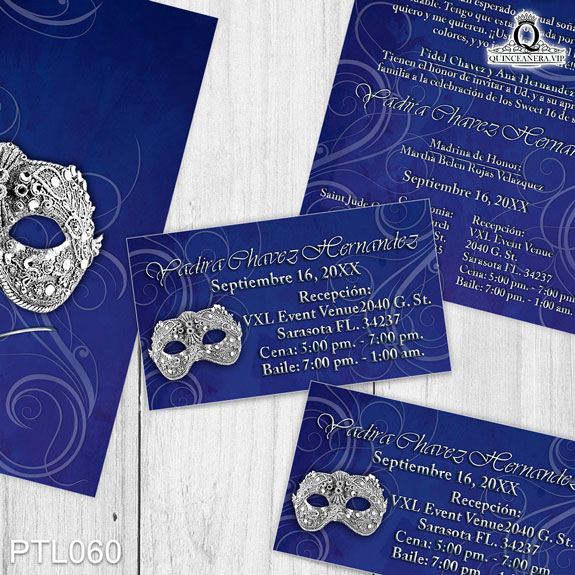 Invitaciones de Quinceañera de Antifaz Garigoles PTL060 - PTL060