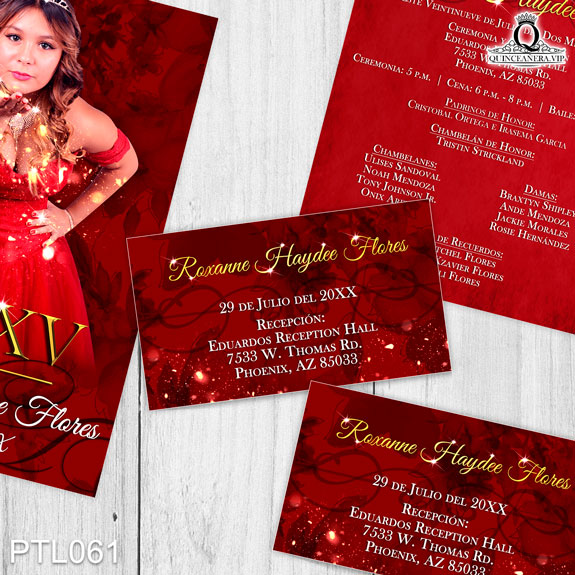 Invitaciones de Quinceañera de Glamurosa Brillos PTL061 - PTL061