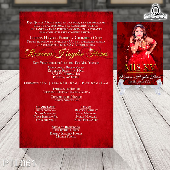 Invitaciones de Quinceañera de Glamurosa Brillos PTL061 - PTL061
