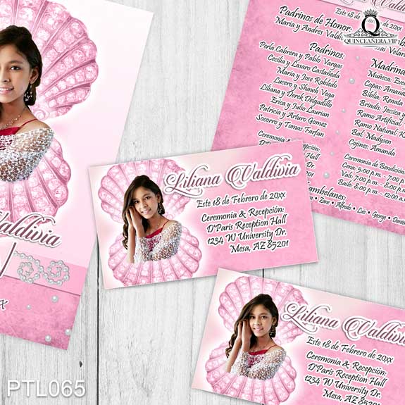 Invitaciones de Quinceañera de Playa Conchas PTL065 - PTL065