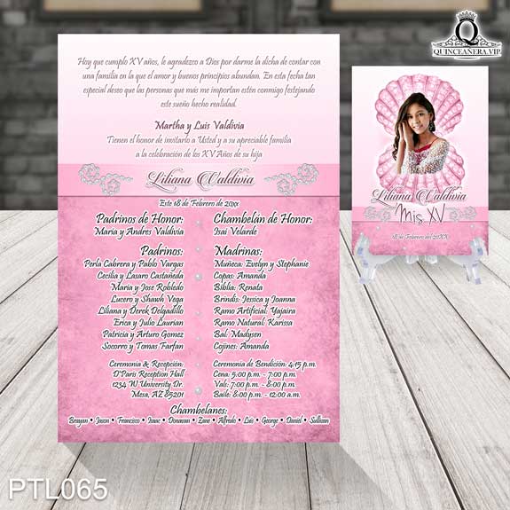 Invitaciones de Quinceañera de Playa Conchas PTL065 - PTL065