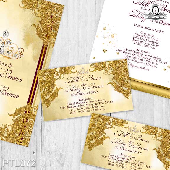 Invitaciones de Quinceañera de Coronas y Diamantes PTL072 - PTL072