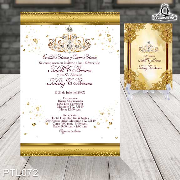 Invitaciones de Quinceañera de Coronas y Diamantes PTL072 - PTL072