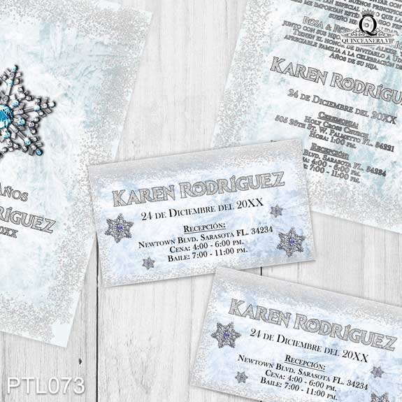 Invitaciones de Quinceañera de Copos de Nieve Diamantes PTL073 - PTL073