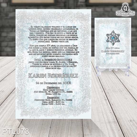 Invitaciones de Quinceañera de Copos de Nieve Diamantes PTL073 - PTL073