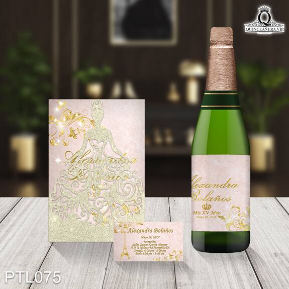 Invitaciones de Quinceañera de Coronas Torre de París PTL075 - PTL075