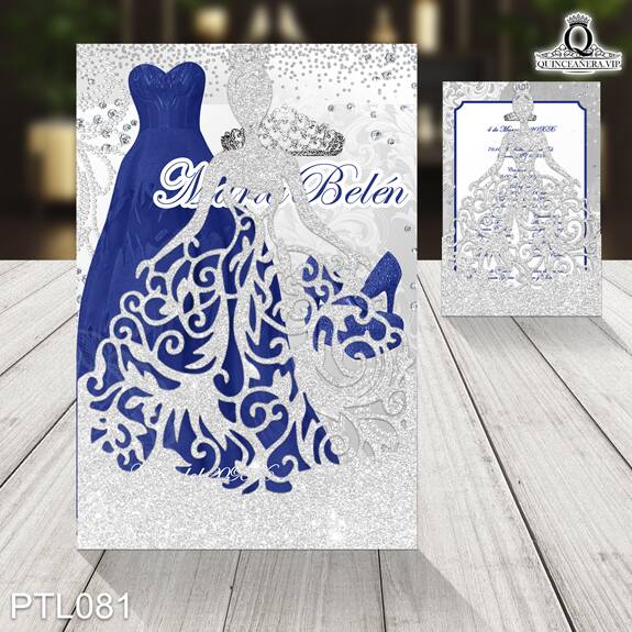 Invitaciones de Quinceañera de Coronas Vestidos PTL081 - PTL081