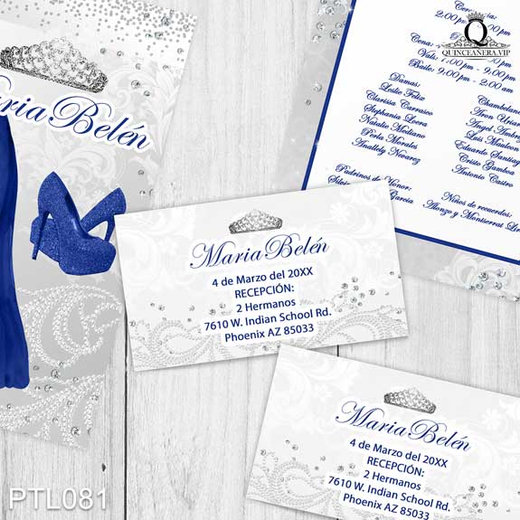 Invitaciones de Quinceañera de Coronas Vestidos PTL081 - PTL081