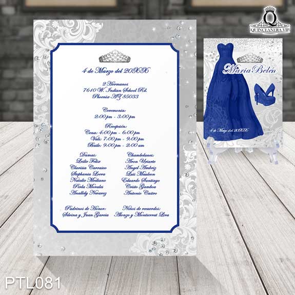 Invitaciones de Quinceañera de Coronas Vestidos PTL081 - PTL081