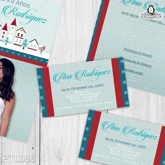 Invitaciones de Quinceañera de Invierno Copos de nieve PTL086 - PTL086