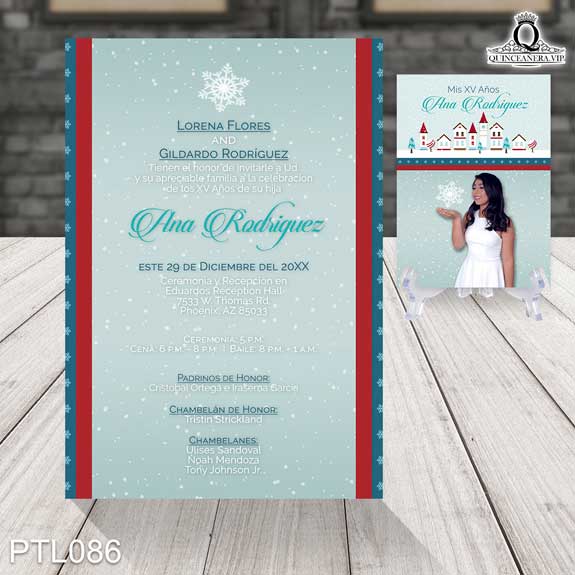 Invitaciones de Quinceañera de Invierno Copos de nieve PTL086 - PTL086