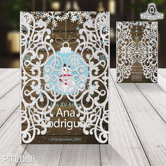 Invitaciones de Quinceañera de Esferas Mono de Nieve PTL088 - PTL088