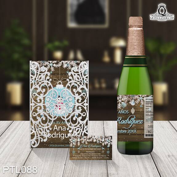 Invitaciones de Quinceañera de Esferas Mono de Nieve PTL088 - PTL088