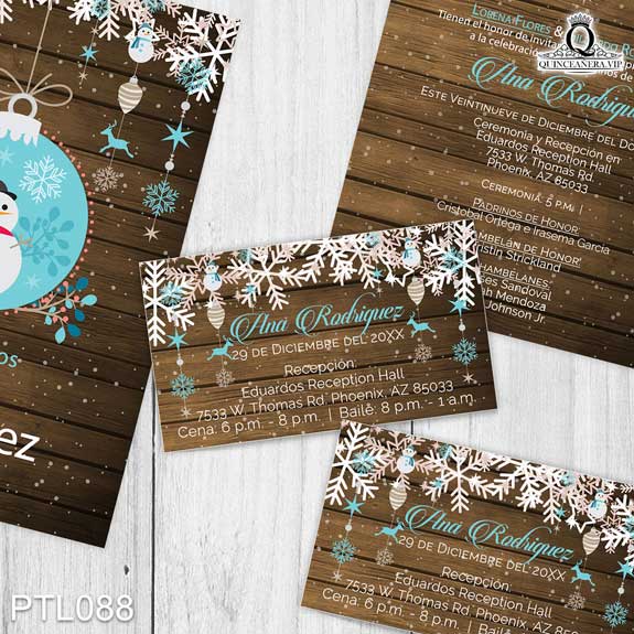 Invitaciones de Quinceañera de Esferas Mono de Nieve PTL088 - PTL088