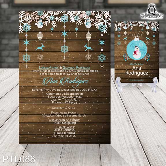 Invitaciones de Quinceañera de Esferas Mono de Nieve PTL088 - PTL088
