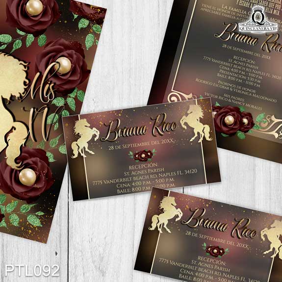 Invitaciones de Quinceañera de Vaqueras Caballo PTL092 - PTL092