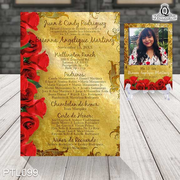 Invitaciones de Quinceañera de Flores Rosas Clásicas PTL099 - PTL099