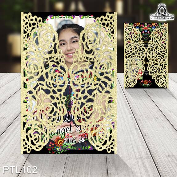 Invitaciones de Quinceañera de Fiesta Mexicana Flores PTL102 - PTL102