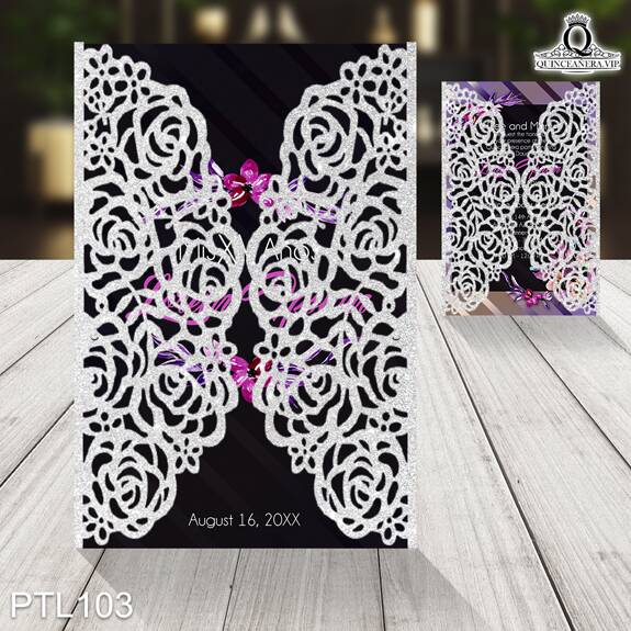 Invitaciones de Quinceañera de Glamurosa flores PTL103 - PTL103