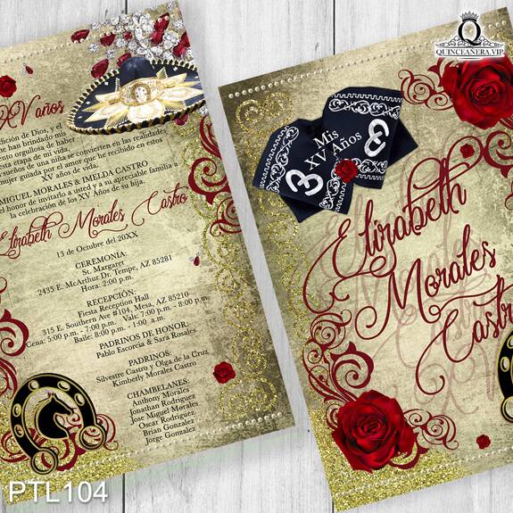 Invitaciones de Quinceañera Vaquera Charra PTL104 - PTL104