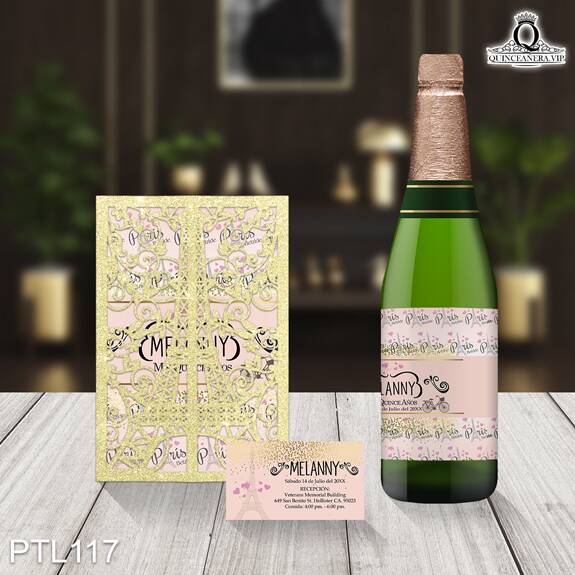 Invitaciones de Quinceañera de Torre Paris Corazones PTL117 - PTL117