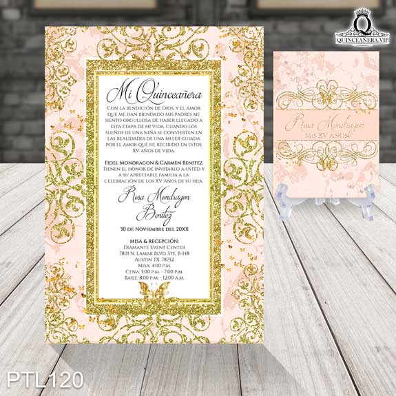 Invitaciones de Quinceañera de Glamurosa ornamentos  PTL120 - PTL120