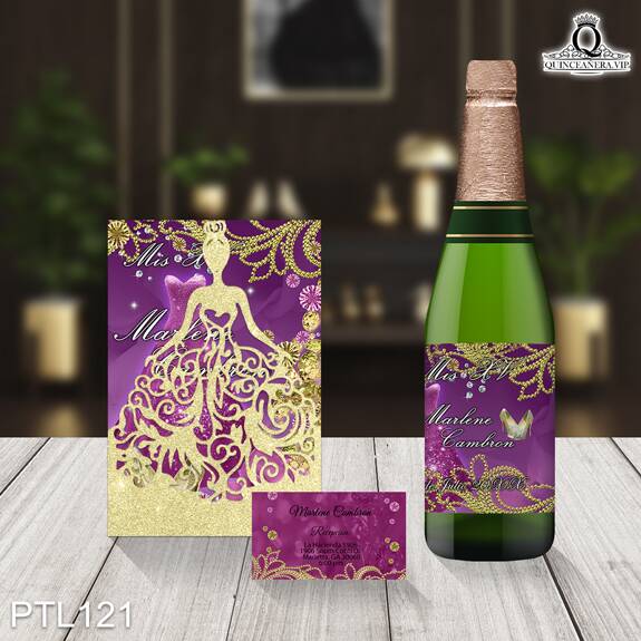 Invitaciones de Quinceañera de Realeza vestido PTL121 - PTL121
