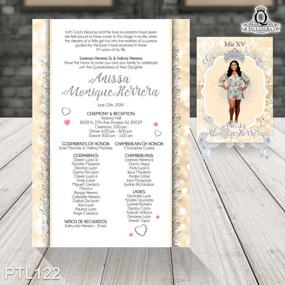 Invitaciones de Quinceañera de Diamantes Coronas PTL122 - PTL122