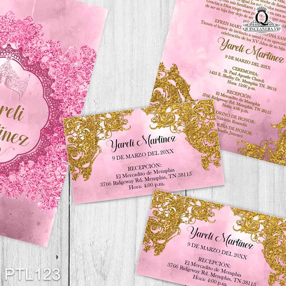 Invitaciones de Quinceañera de Coronas Glitter PTL123 - PTL123