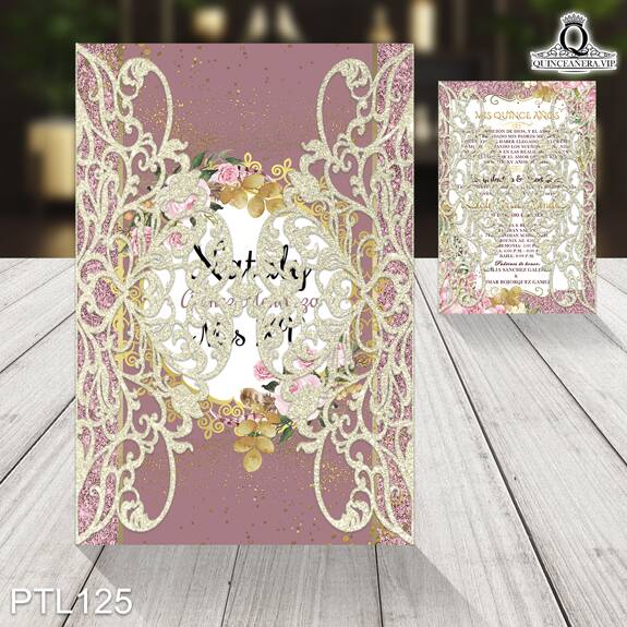 Invitaciones de Quinceañera de Glamurosa Rosas PTL125 - PTL125