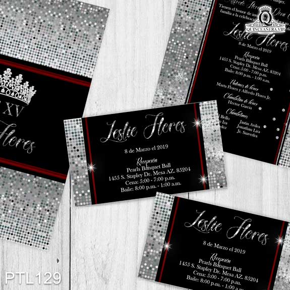 Invitaciones de Quinceañera de Glamurosa Coronas PTL129 - PTL129