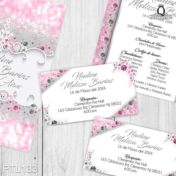 Invitaciones de Quinceañera de Glamurosa dimantes PTL133 - PTL133