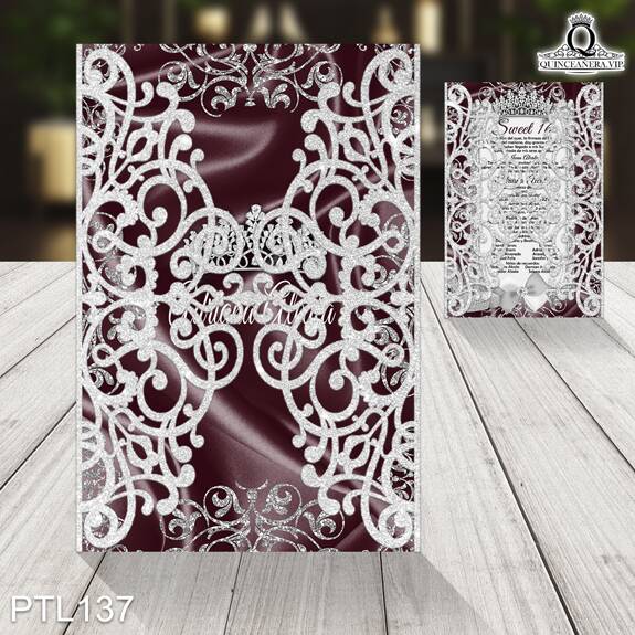 Invitaciones de Quinceañera de Coronas Brillantina PTL137 - PTL137