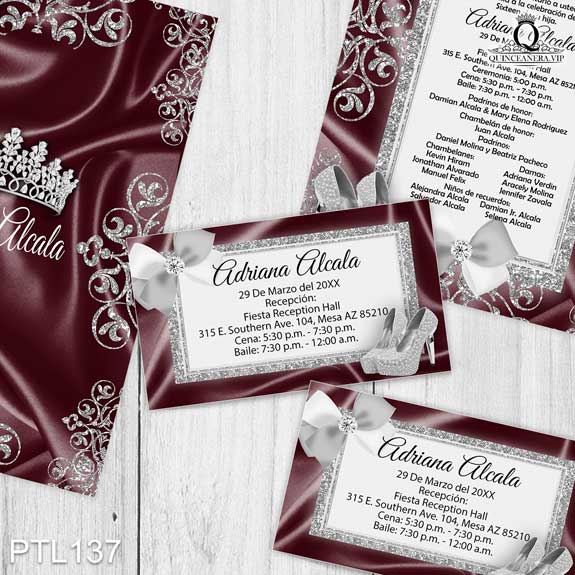 Invitaciones de Quinceañera de Coronas Brillantina PTL137 - PTL137