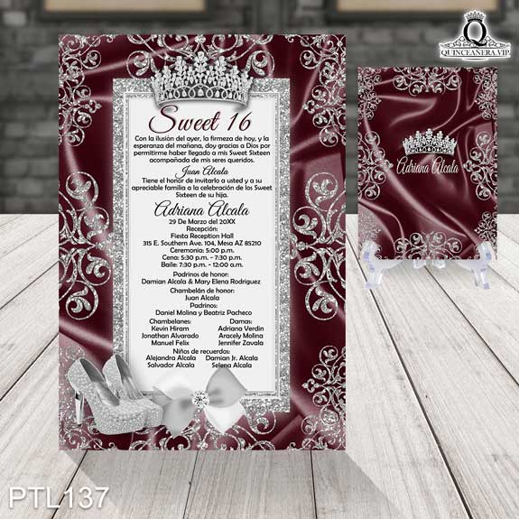 Invitaciones de Quinceañera de Coronas Brillantina PTL137 - PTL137