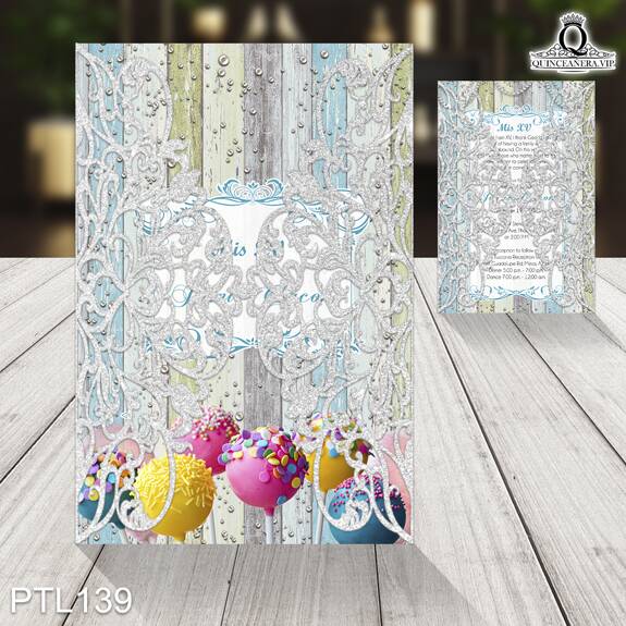 Invitaciones de Quinceañera de Dulces madera PTL139 - PTL139