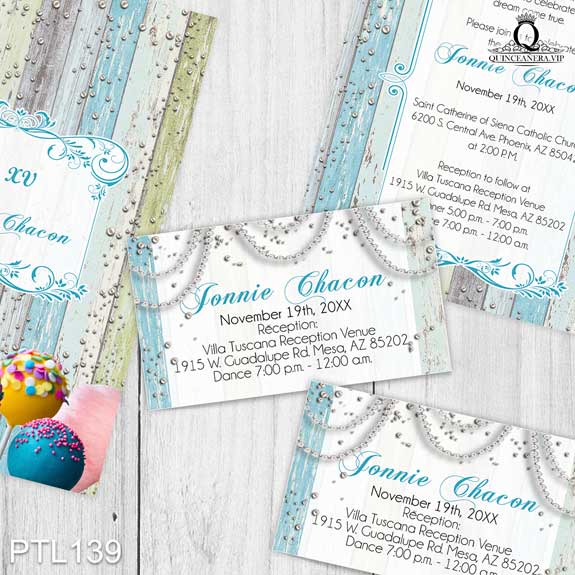 Invitaciones de Quinceañera de Dulces madera PTL139 - PTL139